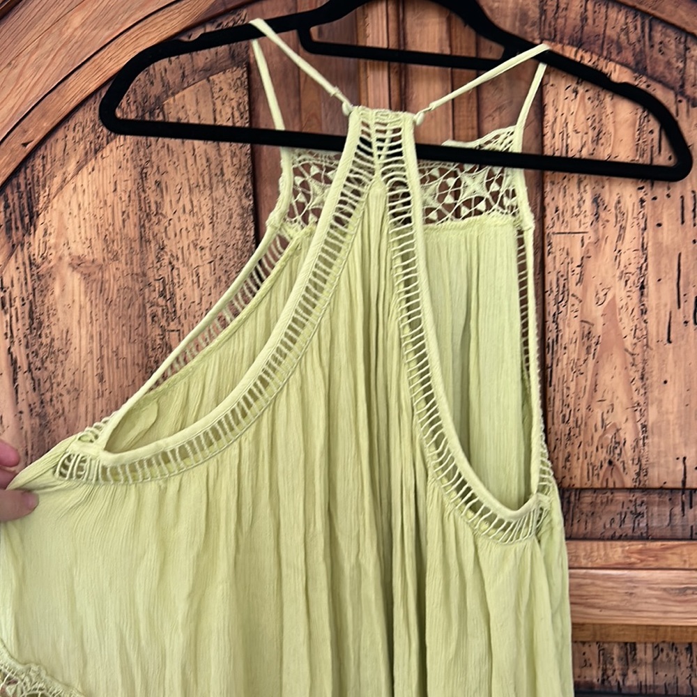 Free People Sky Full of Stars Lime Green Lace Halter Swing Dress Tunic Top - Picture 9 of 11